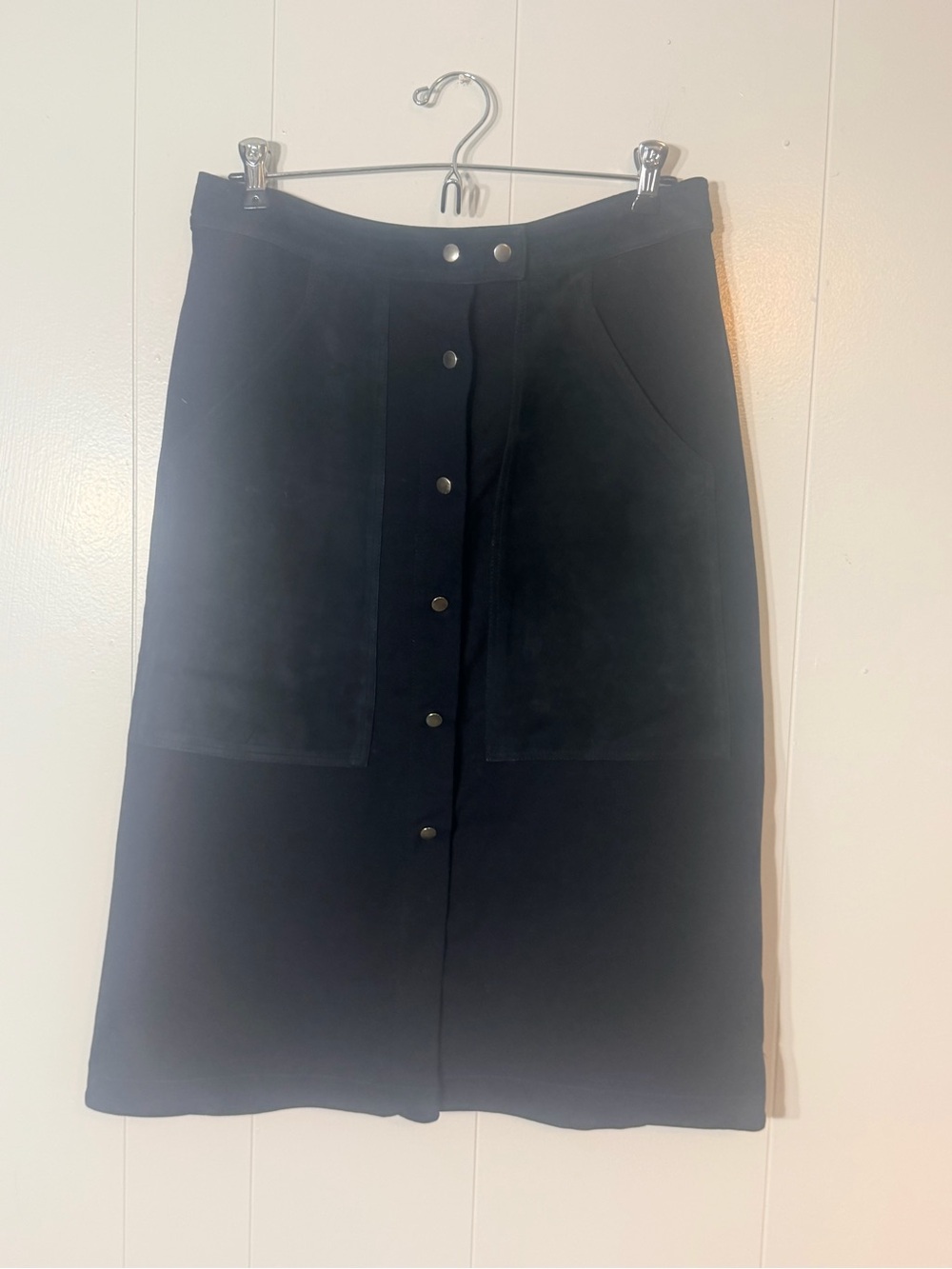 Theory Classic navy Button-Front Women's midi Skirt